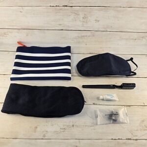 Air France Business Class Amenity Kit Navy White Stripe Pouch Socks Eye Mask New